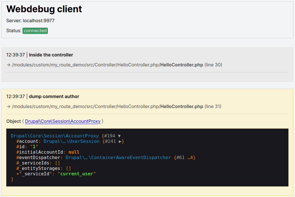 Drupal Webdebug Screenshot